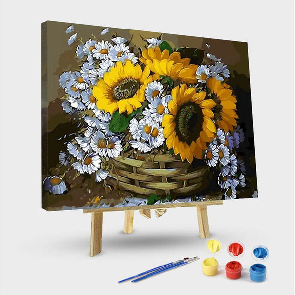 paintingnumberart 16"x20"/40x50cm / Without frame Paint By Numbers Kit – Sunflowers and Daisies