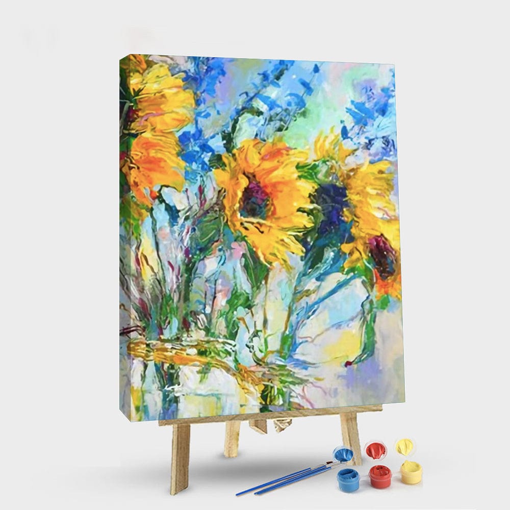 paintingnumberart 16"x20"/40x50cm / Without frame Paint By Numbers Kit – Sunflowers in Glass Bottles