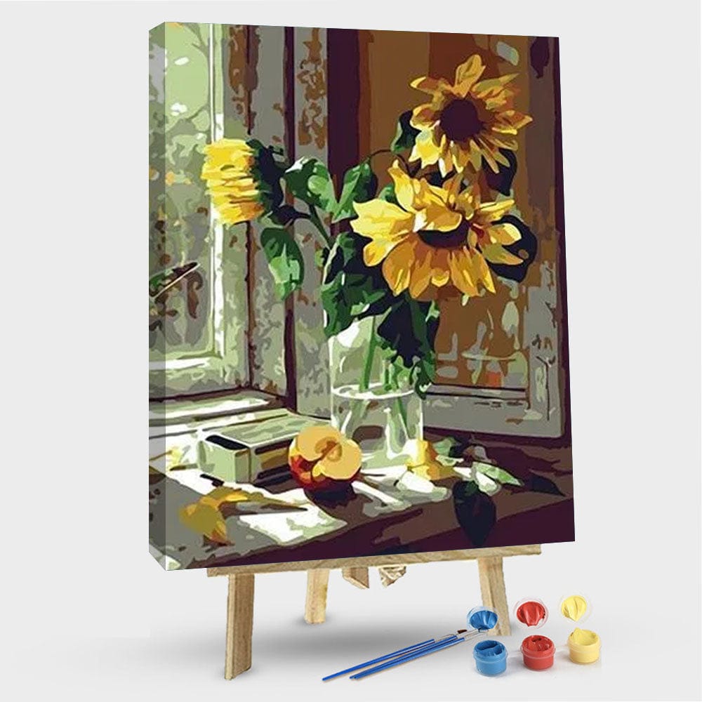 paintingnumberart 16"x20"/40x50cm / Without frame Paint By Numbers Kit – Sunflowers on the windowsill