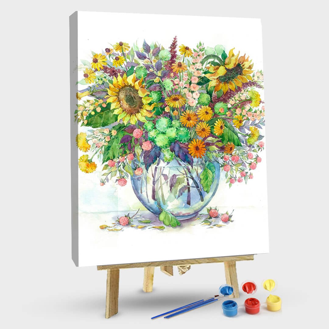 paintingnumberart 16"x20"/40x50cm / Without frame Paint by Numbers Kit-Sunflowers Vase