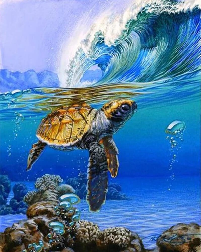 paintingnumberart 16"x20"/40x50cm / Without frame Paint By Numbers Kit-Swimming Turtle