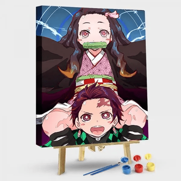 paintingnumberart 16"x20"/40x50cm / Without frame Paint by Numbers Kit-Tanjirou & Nezuko
