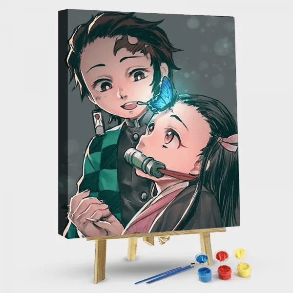 paintingnumberart 16"x20"/40x50cm / Without frame Paint by Numbers Kit-Tanjirou & Nezuko