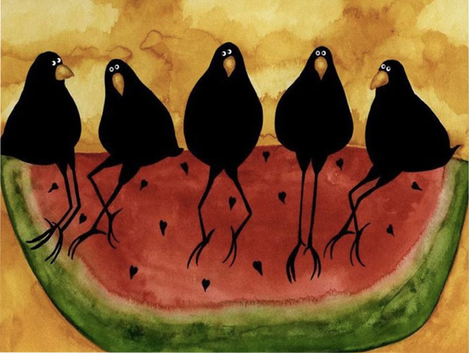 paintingnumberart 16"x20"/40x50cm / Without frame Paint By Numbers Kit-The Crows On the Watermelon
