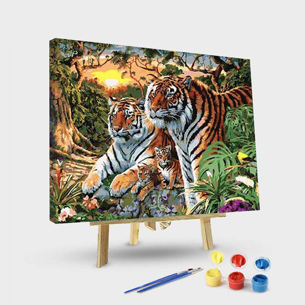 paintingnumberart 16"x20"/40x50cm / Without frame Paint By Numbers Kit – Tiger Family