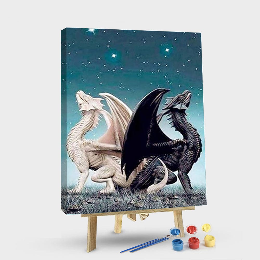 paintingnumberart 16"x20"/40x50cm / Without frame Paint By Numbers Kit – Two dragons