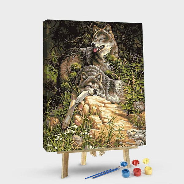 paintingnumberart 16"x20"/40x50cm / Without frame Paint By Numbers Kit – Two Grey Wolves
