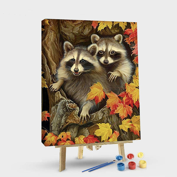 paintingnumberart 16"x20"/40x50cm / Without frame Paint By Numbers Kit – Two Racoons