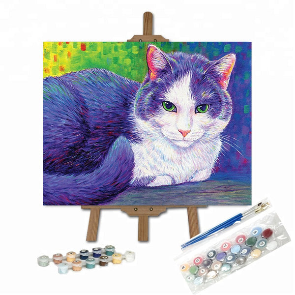 paintingnumberart 16"x20"/40x50cm / Without frame Paint By Numbers Kit-Vibrant Tuxedo Cat