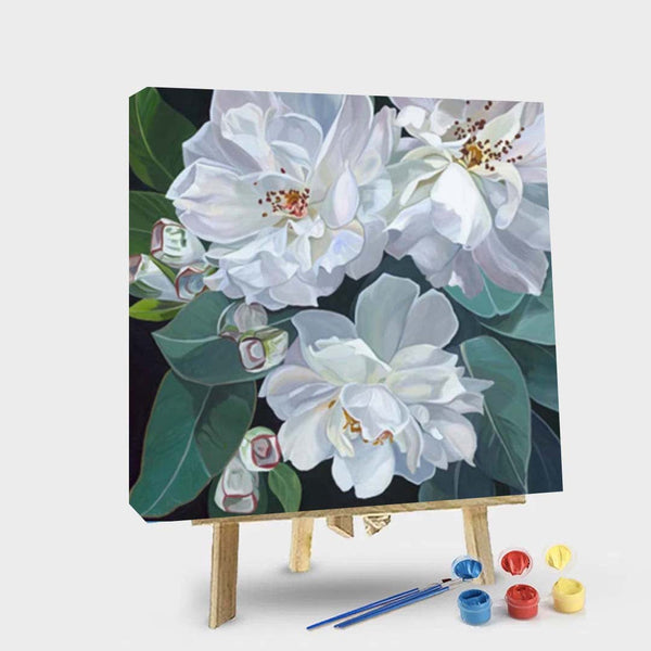 paintingnumberart 16"x20"/40x50cm / Without frame Paint By Numbers Kit – White Roses and Eucalyptus