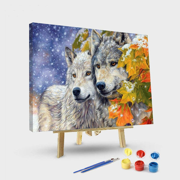paintingnumberart 16"x20"/40x50cm / Without frame Paint By Numbers Kit – Wolf Couple