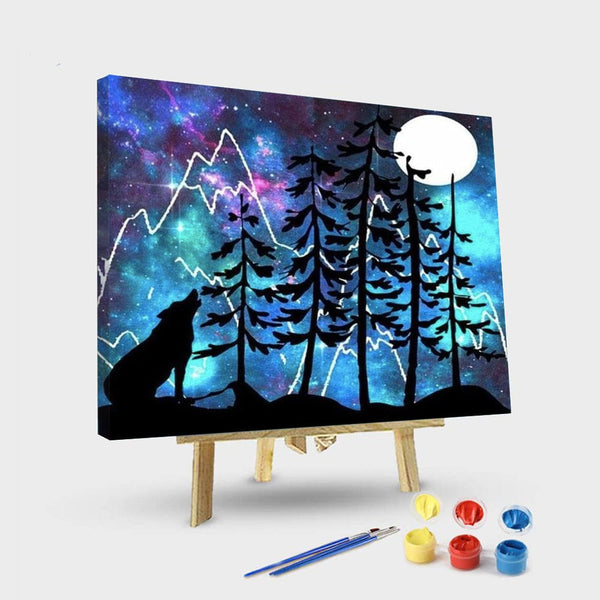 paintingnumberart 16"x20"/40x50cm / Without frame Paint By Numbers Kit – Wolf Howling at Moon