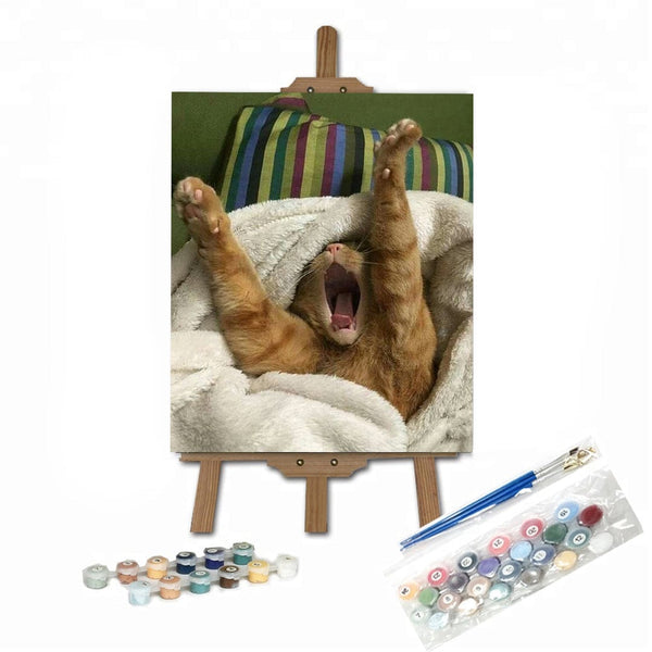 paintingnumberart 16"x20"/40x50cm / Without frame Paint By Numbers Kit-Yawning Cat