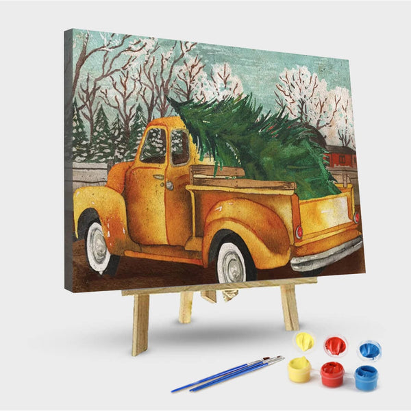 paintingnumberart 16"x20"/40x50cm / Without frame Paint by Numbers Kit-Yellow Truck and Tree