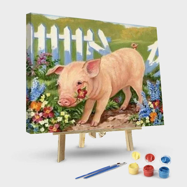 paintingnumberart 16"x20"/40x50cm / Without frame Pig In Garden – Animals Paint By Number