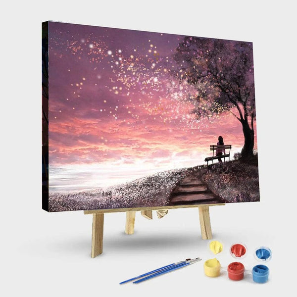 paintingnumberart 16"x20"/40x50cm / Without frame Pink Dream Fields – Landscape Paint By Number