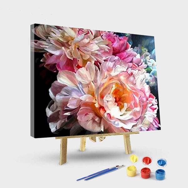 paintingnumberart 16"x20"/40x50cm / Without frame Pink Flowers Acrylic-Paint by Numbers Kit