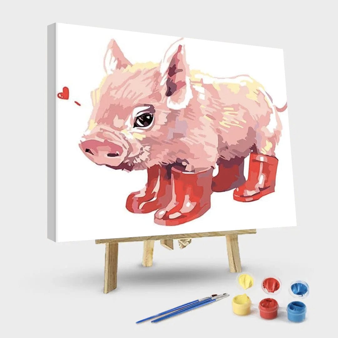paintingnumberart 16"x20"/40x50cm / Without frame Pink Pig – Animals Paint By Number