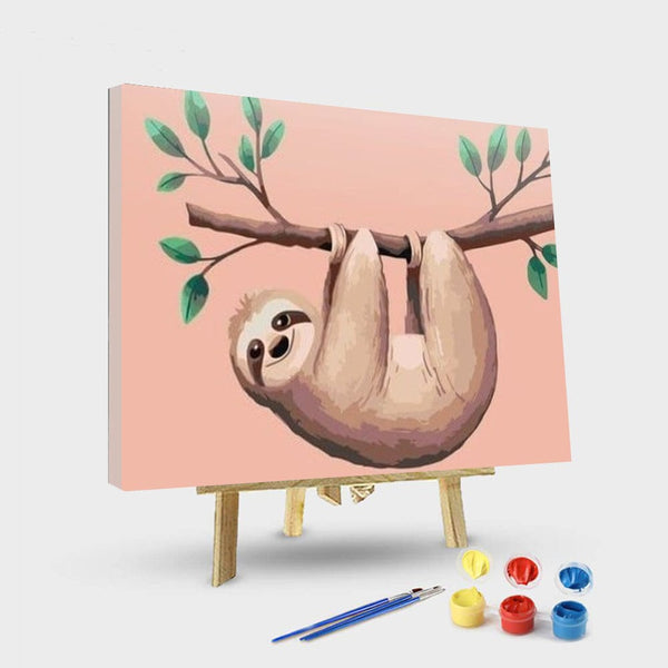 paintingnumberart 16"x20"/40x50cm / Without frame Pink Sloth – Animals Paint By Numbers