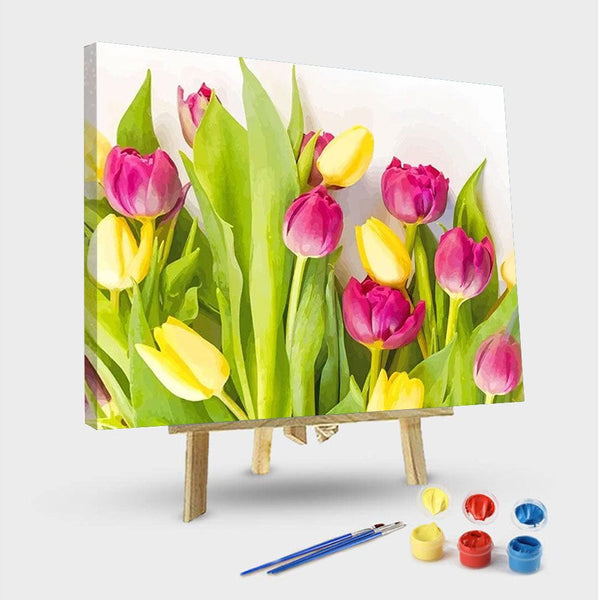 paintingnumberart 16"x20"/40x50cm / Without frame Pink Yellow Flowers – NEW Paint By Numbers