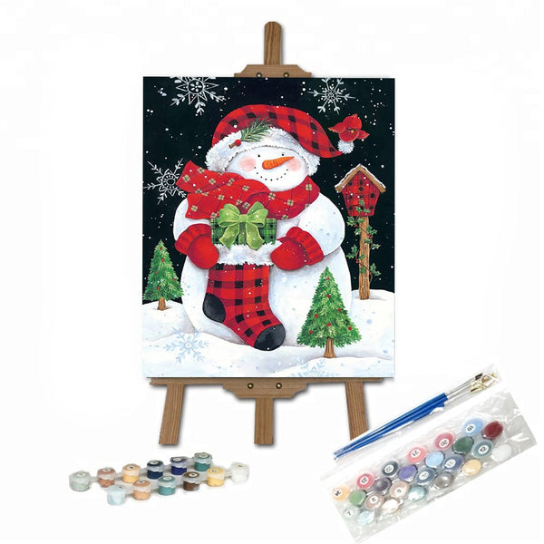 paintingnumberart 16"x20"/40x50cm / Without frame Plaid Snowman-Paint by Numbers Kit