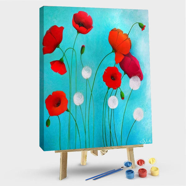 paintingnumberart 16"x20"/40x50cm / Without frame Poppy by The Wind – Flowers Paint By Number