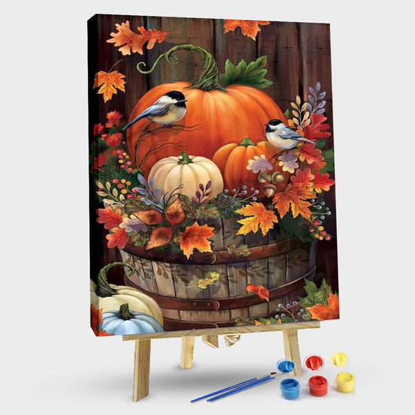 paintingnumberart 16"x20"/40x50cm / Without frame Pumpkins-Leaves-Birds-Paint by Numbers Kit
