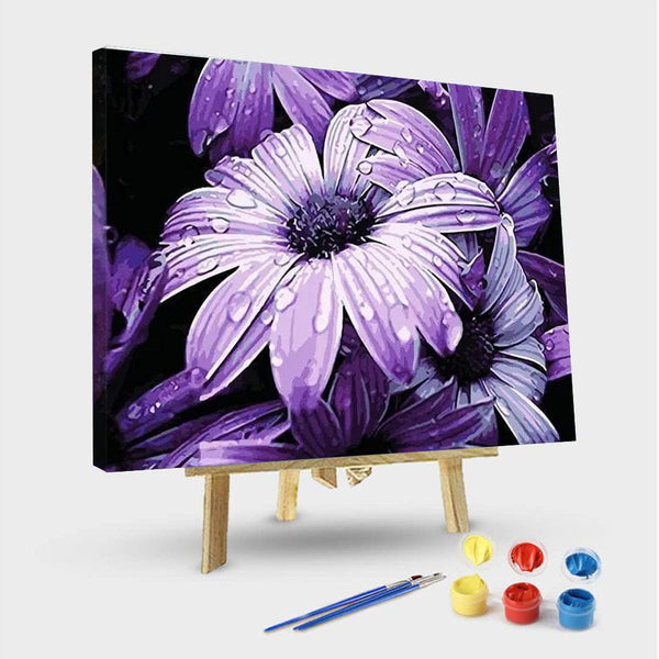 paintingnumberart 16"x20"/40x50cm / Without frame Purple Dew Flowers – Flowers Paint By Number