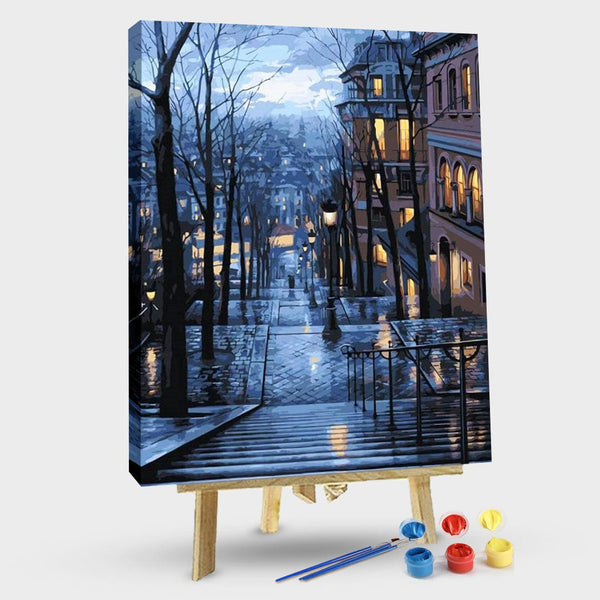 paintingnumberart 16"x20"/40x50cm / Without frame Rainy Night in Paris – Cities Paint By Number