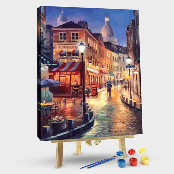 paintingnumberart 16"x20"/40x50cm / Without frame Rainy Street in Caen – Cities Paint By Number