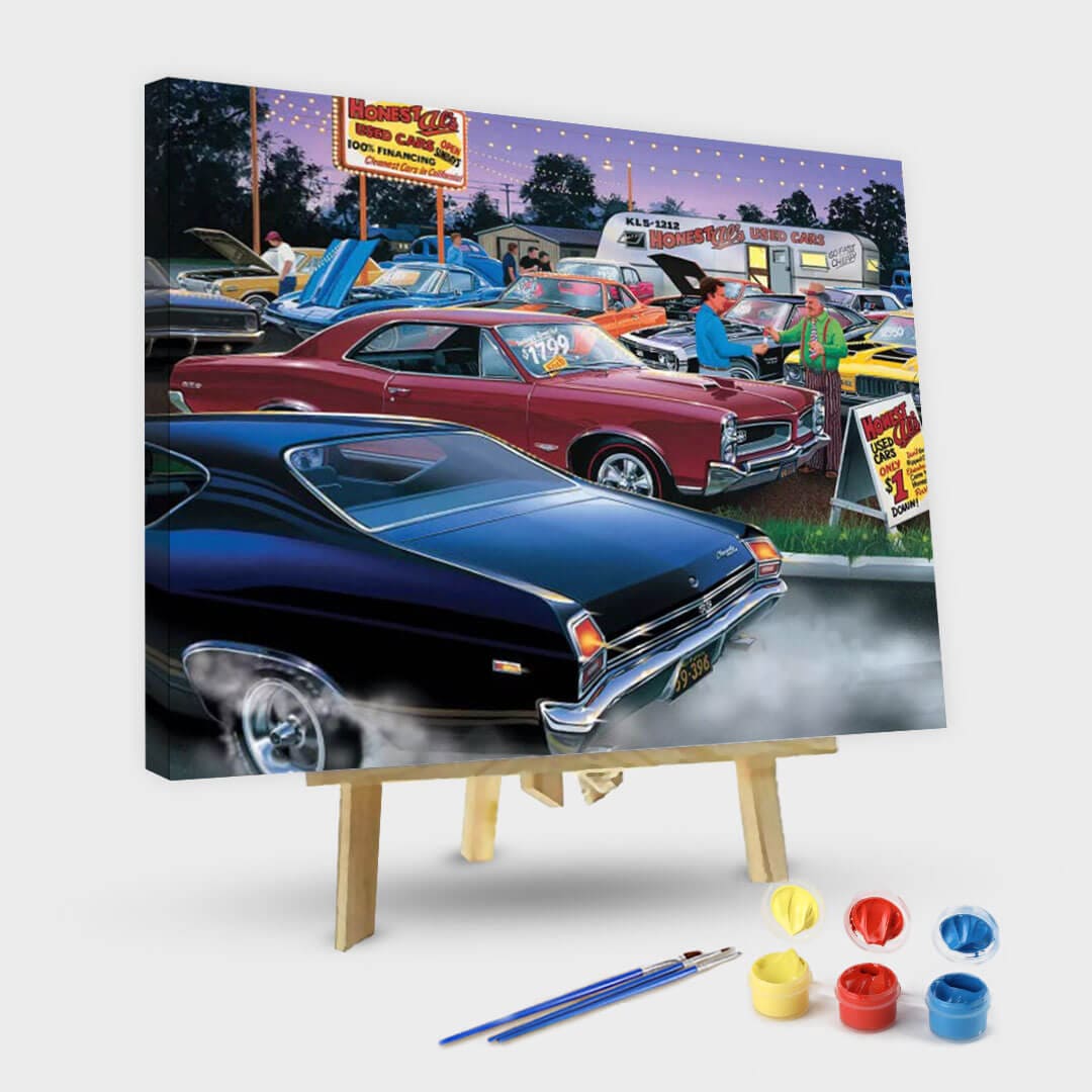 paintingnumberart 16"x20"/40x50cm / Without frame Red car on the street-Paint by Numbers Kit