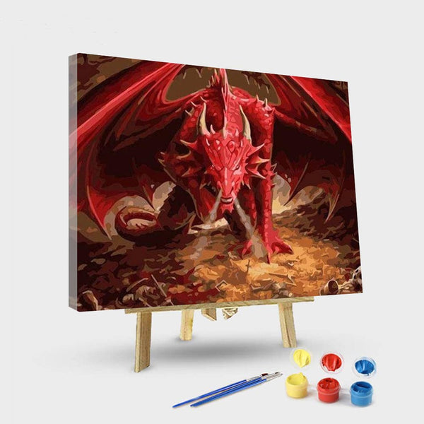 paintingnumberart 16"x20"/40x50cm / Without frame Red Dragon – Animals Paint By Number