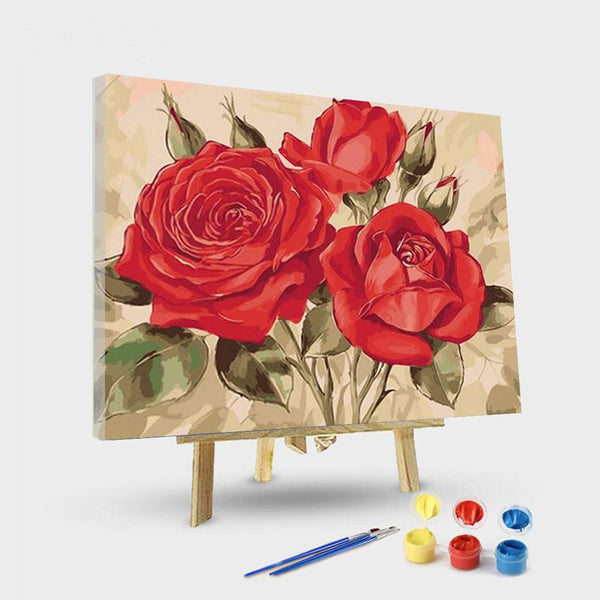 paintingnumberart 16"x20"/40x50cm / Without frame Red rose – Flowers Paint By Number