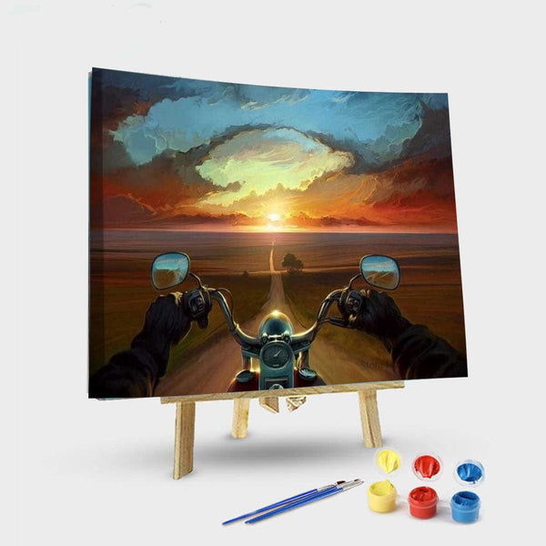 paintingnumberart 16"x20"/40x50cm / Without frame Ride off Into The Sunset – Landscape Paint By Number