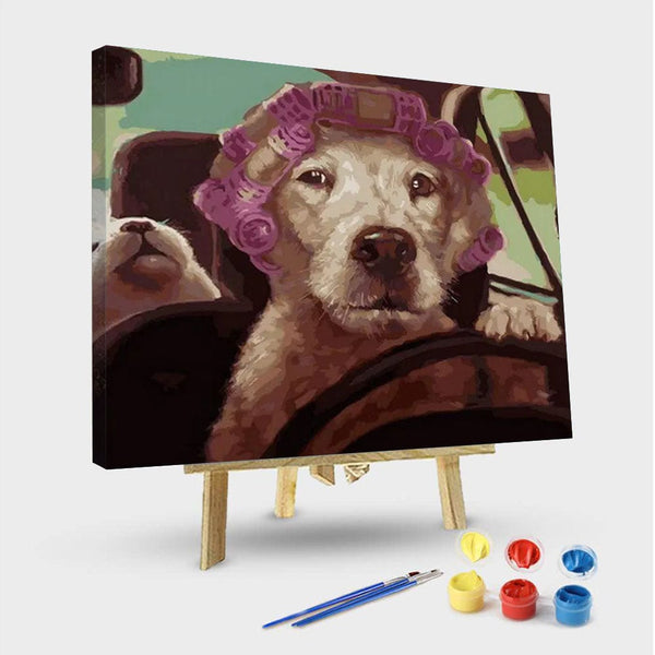 paintingnumberart 16"x20"/40x50cm / Without frame Rolling Dog – Animals Paint By Number