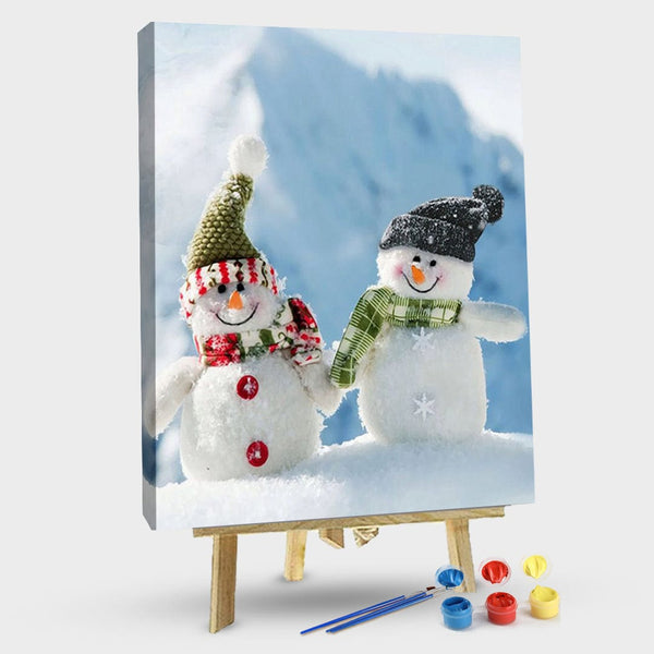 paintingnumberart 16"x20"/40x50cm / Without frame Romantic snowman-Paint By Numbers Kit