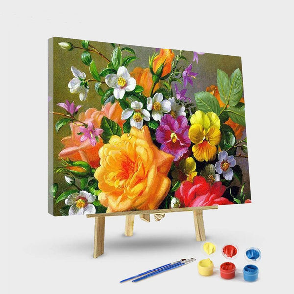 paintingnumberart 16"x20"/40x50cm / Without frame Roses and Pansies-Paint by Numbers Kit