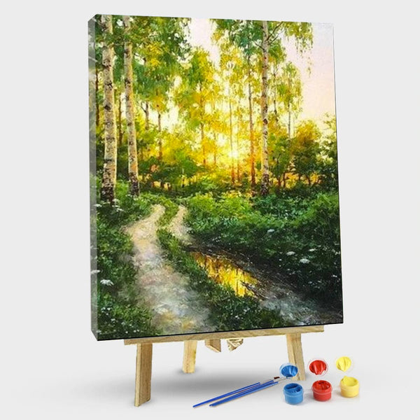 paintingnumberart 16"x20"/40x50cm / Without frame Rural Road Trees – Landscape Paint By Number