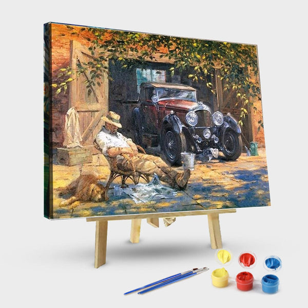 paintingnumberart 16"x20"/40x50cm / Without frame Rusted Old Car – Engines Paint By Number
