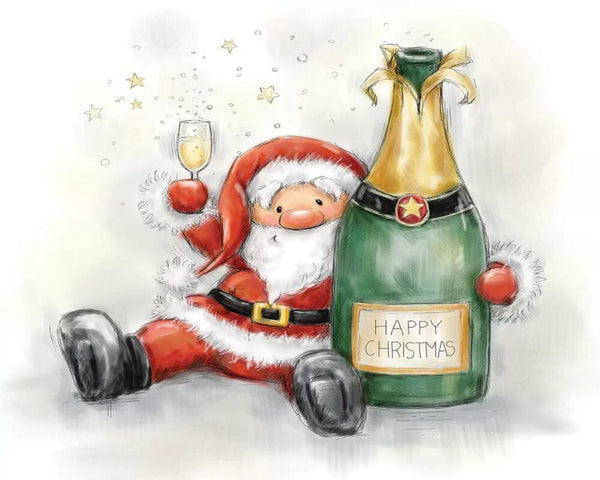 paintingnumberart 16"x20"/40x50cm / Without frame Santa Holding Bottle-Paint by Numbers Kit