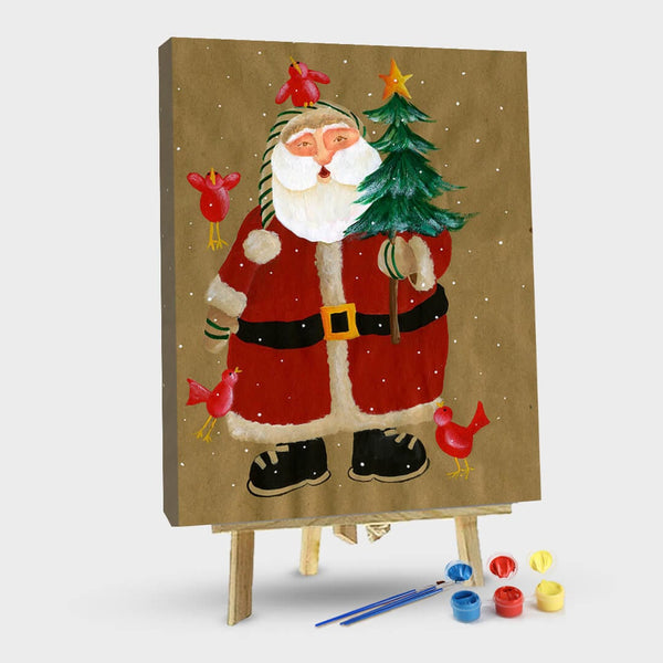 paintingnumberart 16"x20"/40x50cm / Without frame Santa Holding Tree-Paint by Numbers Kit