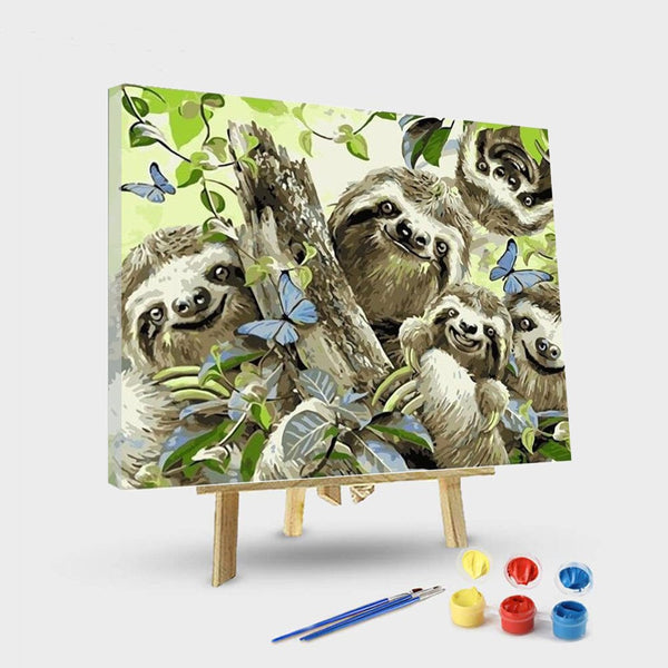 paintingnumberart 16"x20"/40x50cm / Without frame Sloth Selfie – Animals Paint By Number