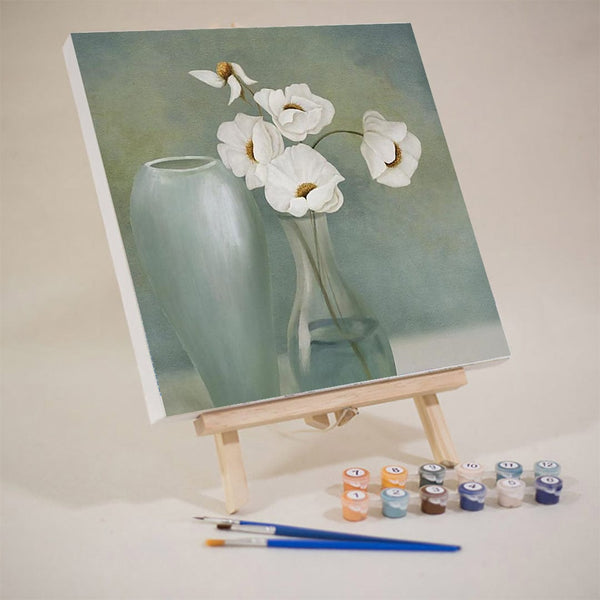 paintingnumberart 16"x20"/40x50cm / Without frame Small White Flower In Elegant Artistic Bottle- Mini DIY Paint by Numbers Kit