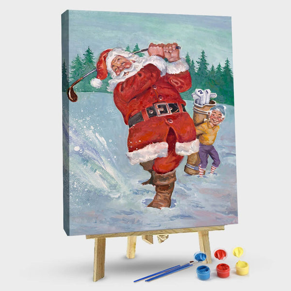 paintingnumberart 16"x20"/40x50cm / Without frame Snow Golfing Santa-Paint by Numbers Kit