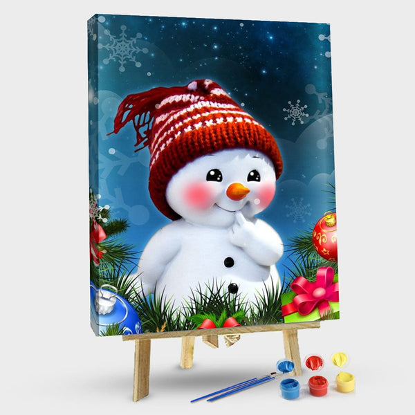 paintingnumberart 16"x20"/40x50cm / Without frame Snow man baby-Paint By Numbers Kit