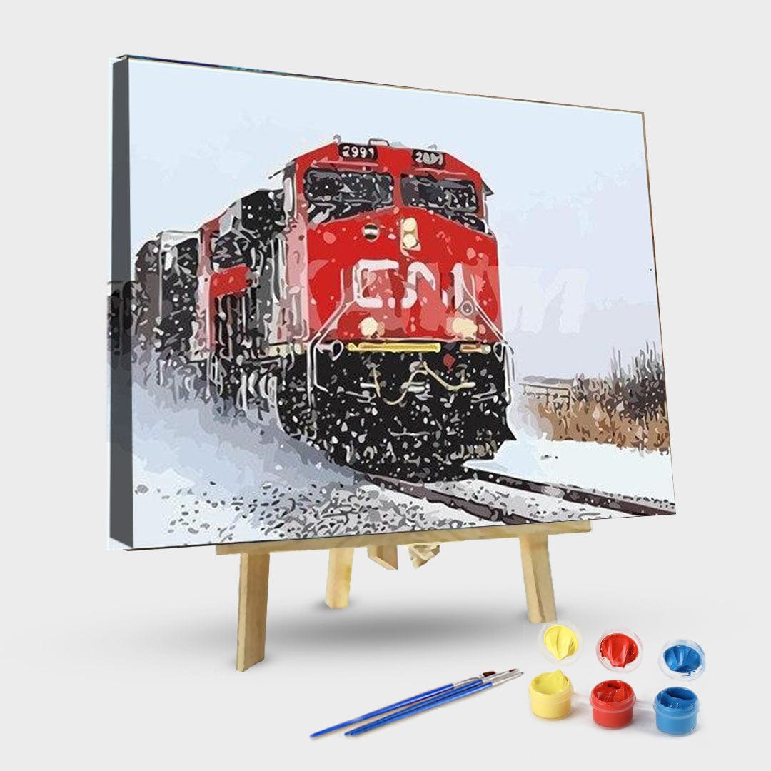 paintingnumberart 16"x20"/40x50cm / Without frame Snow Train – Engines Paint By Number