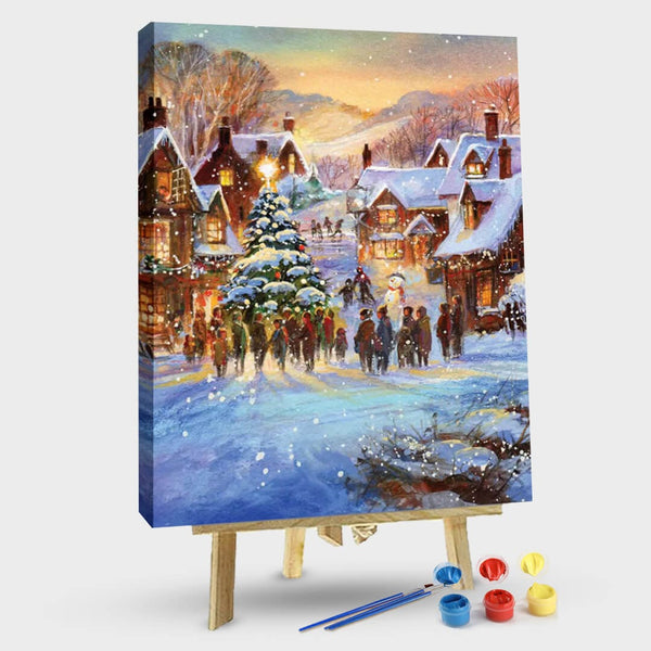 paintingnumberart 16"x20"/40x50cm / Without frame Snow Village-Paint by Numbers Kit