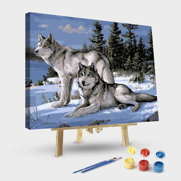 paintingnumberart 16"x20"/40x50cm / Without frame Snow Wolves – Animals Paint By Number