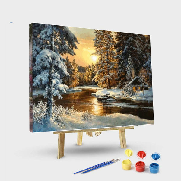 paintingnumberart 16"x20"/40x50cm / Without frame Snowfall Forest – Landscape Paint By Number