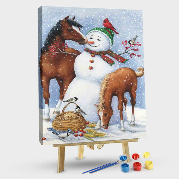 paintingnumberart 16"x20"/40x50cm / Without frame Snowman Pasture-Paint by Numbers Kit
